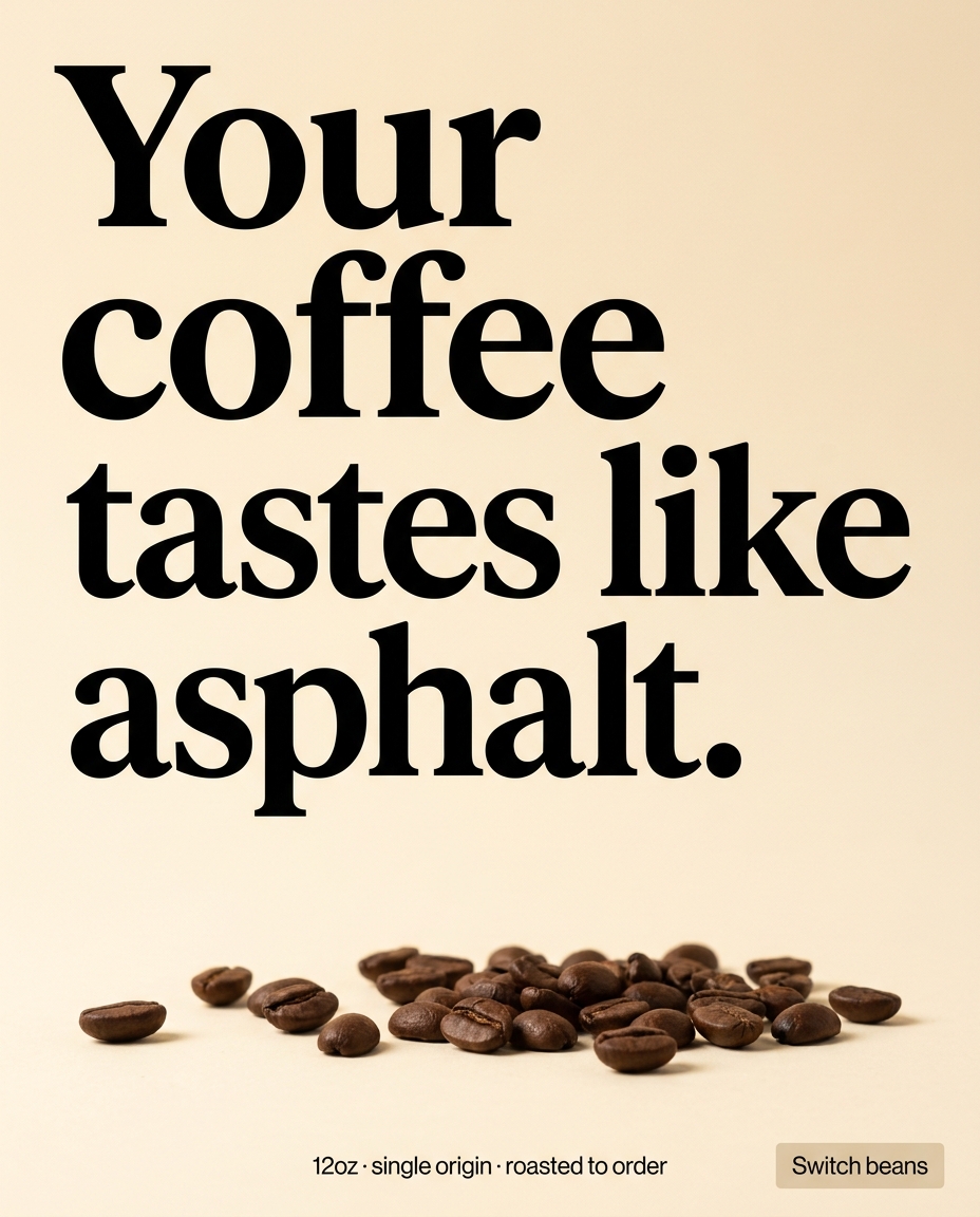 Your coffee tastes like asphalt.
