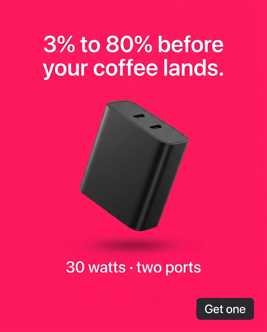 3% to 80% before your coffee lands.