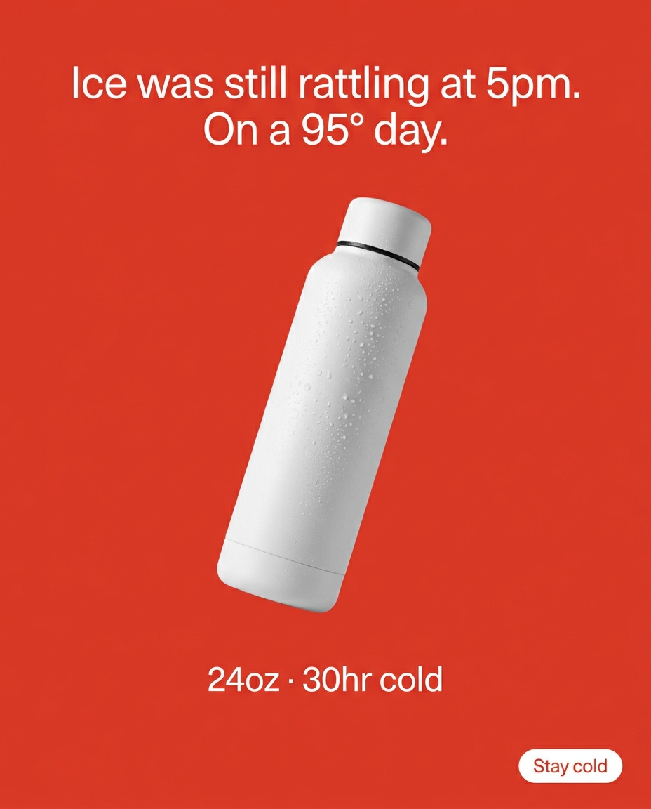 Ice was still rattling at 5pm. On a 95° day.